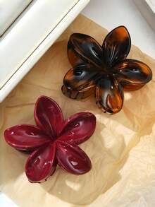 2 件女式 8 厘米/3.15 英寸红色豹纹琥珀渐变 8 厘米/3.15 英寸大号轻质塑料发夹，时尚百搭高端优雅简约纯色发饰适合日常外出、休闲、派对、通勤、度假、发髻、发圈、洗脸、化妆、搭配服装发爪爪夹发夹发夹发夹发夹 - 彩色 - 查看 1