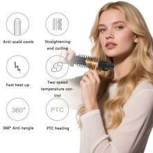 A Professional 3-In-1 Ionic Hair Styling Tool, Curling Iron And Straightening Iron, Hot Curling Iron Brush, 1in Size, Double Heat Setting (160°C/180°C), Ergonomic Handle, No Damage | Unisex Mini Curling Iron, Suitable For All Hair Types - UK Plug(220-240V) - View 4