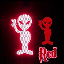 Alien Peace Sign High Reflective Sticker, Maintain Distance Car Decal Suitable For Windows, Bumpers, Outdoor Use, Cars, Helmets, Motorcycles, Rear Windshield - one-size - View 6