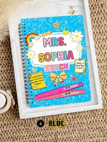 Cuaderno personalizado con espiral, escala horizontal y líneas para maestros, regalo de aprecio a maestros, regalo de regreso a clases, regalo del Día del Maestro, expresión de gratitud a maestros, útiles escolares, regreso a clases, útiles escolares con dibujos animados, kawaii, personalizado, único, personalizado, trabajadores, clientes, estudiantes, para negocios/trabajo/oficina, para la escuela - Multicolor - Ver 14