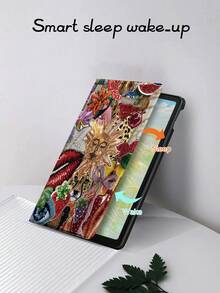 拼贴绘画平板电脑保护壳适用于 iPad (A16) 11 英寸第 11 代 2025、iPad 第 10 代、Kindle Paperwhite 第 12 代 2024，保护套兼容三星 Galaxy Tab S6 Lite 10.4 英寸和 Galaxy Tab，具有自动睡眠/唤醒功能 - 彩色 - 查看 9