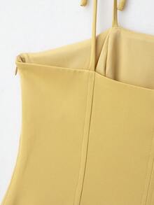 Bow Decor Camisole Top, Solid Color Minimalist Fashion, Suitable For Summer - Yellow - View 5