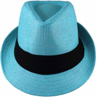 Local Shipping  With Black Band Summer Fedora Panama Straw Hats