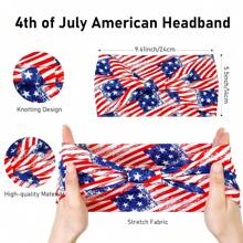 4th Of July Womens Headband Independence Day Hair Accessories Patriotic Wide Headbands Women Red And Blue Hairband American USA Party Decor (Pack Of 4)