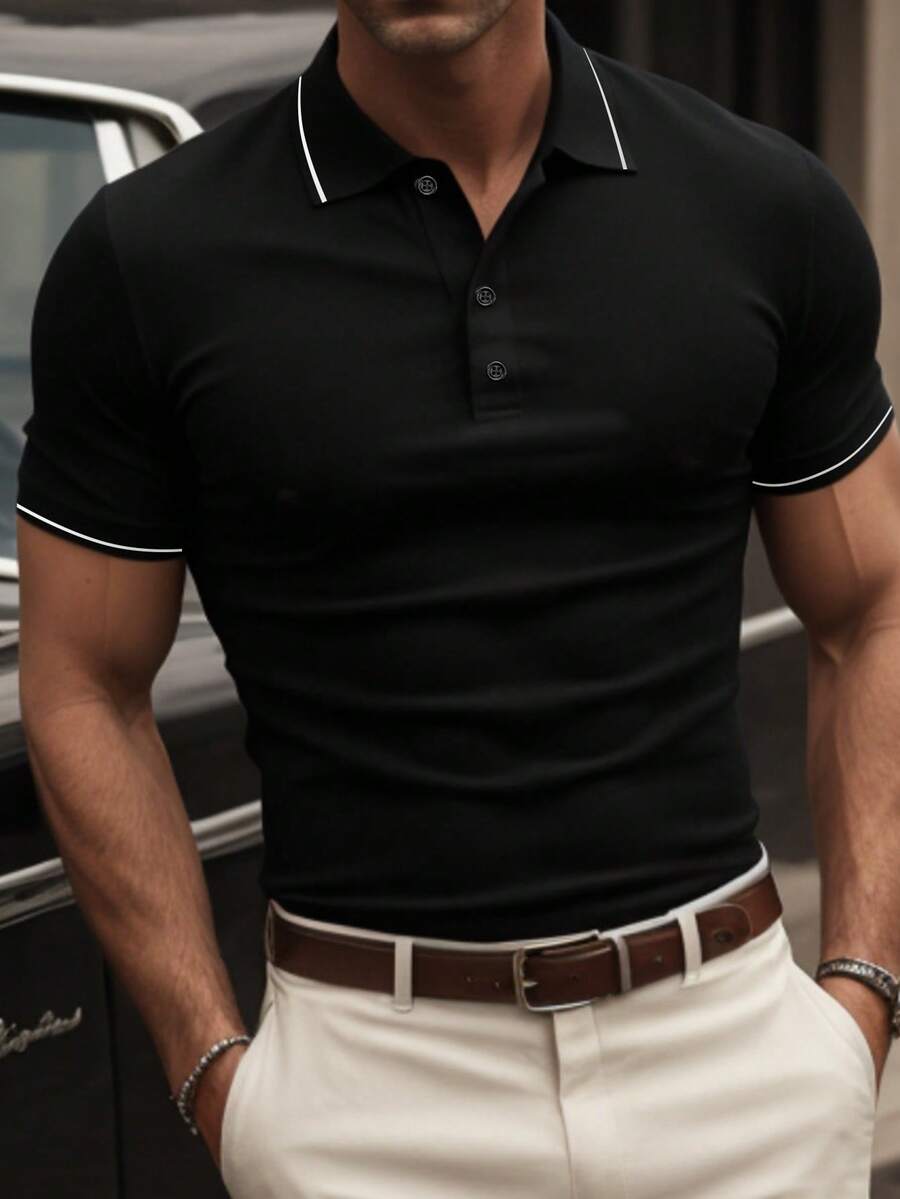 GRDR Men's Casual Solid Color Short Sleeve POLO Shirt, Summer