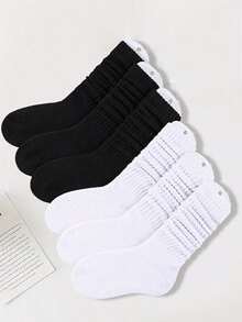 6 Pairs Women Solid Color Wool Socks, Clothing Accessories Socks, Popular Solid Red Gift, Suitable For Spring Outing, Camping, Shooting, Valentine's Day (Socks Only, No Sock Card) - Multicolor - View 3