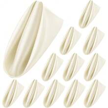 New-2025  12 Piec Satin Napkins Soft Dinner Napkins Square Table Napkins 17 X 17 Inch For Rtaurant Weddings Party Dinner Dration (Ivory) - 象牙色 17 x 17 英寸 - 查看 1