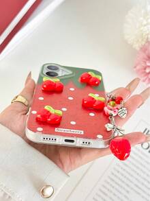 Strawberry Printed Transparent Shockproof Soft Protective Phone Case Compatible With IPhone 16/15/XR/16 Pro Max/7P 8P/P12 Pro Max/P13 Pro Max/P14 Pro Max/P13/P14/P11/P12/P14, XS/S/XS Max/7 8 SE2, Cute And Fashionable Thick Cover - Multicolor - View 4