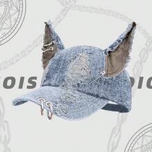 BODERI Wilderness Style Personalized Iron Ring Cowboy Hole Baseball Cap - A Must-Have For Going Out For Parties, Outdoor Climbing, Camping And Cycling - Màu xanh nhạt - Xem 6