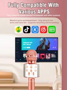 1pc Wireless Microphone Singing And Audio Integrated Home KTV Mobile Phone Music Speaker Karaoke Singing Suitable For Teenagers And Adults To Spend Time Party Interactive Entertainment