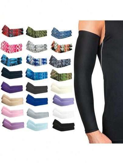 1 Pair Outdoor Sports Arm Sleeves, Summer Milk Silk Sun Protection Arm Sleeves For Cycling, Fishing, Golf, Straight Protective Sleeves