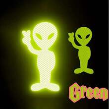 Alien Peace Sign High Reflective Sticker, Maintain Distance Car Decal Suitable For Windows, Bumpers, Outdoor Use, Cars, Helmets, Motorcycles, Rear Windshield - one-size - View 1