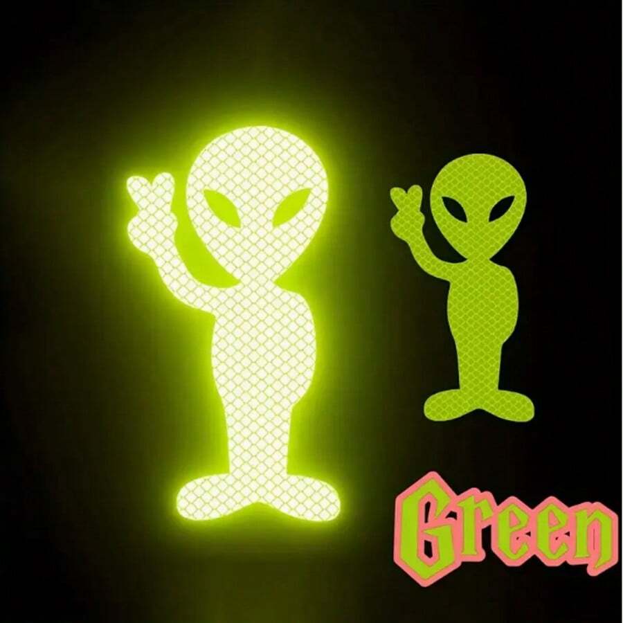 Alien Peace Sign High Reflective Sticker, Maintain Distance Car Decal Suitable For Windows, Bumpers, Outdoor Use, Cars, Helmets, Motorcycles, Rear Windshield - one-size - View 1