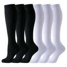 1/6 双装 黑色 米色 白色 蓝色 灰色 运动跑步骑行铜纤维压缩袜 男女通用 女士长袜 跑步支撑 女士运动小腿袜 - 彩色 - 查看 37