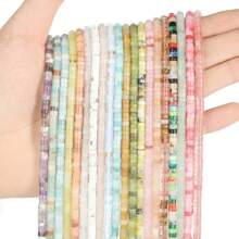 Pierres naturelles de 4x2 mm - Howlite, Agate, Quartz, Jaspe. Perles en forme de cylindre tube pour la fabrication artisanale de bracelets, colliers et accessoires de bijouterie DIY pour femmes