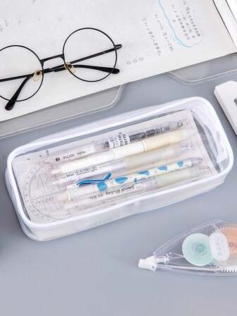 Estuche de lápices/neceser/bolsa de lápices para exámenes transparente, organizador de viaje con cremallera transparente de PVC para cosméticos, accesorios de viaje, vuelta al cole, útiles escolares, estuche de lápices, mochila escolar