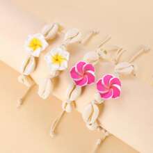 1 pièce Bracelet de cheville crocheté fleur de coquillage bohème naturel, bracelet de cheville tressé marguerite pour les vacances à la plage. Bijou idéal pour les femmes à porter au quotidien.