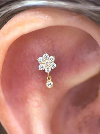 EleRunis 1 Stück 925 Sterling Silber Blumen Gewinde Kugel Knorpel Helix Piercing Feiner Schmuck für den täglichen Gebrauch, Hochzeit, Party, Verlobung, Jahrestag, Valentinstag