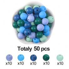 50 Peças Kit de Contas de Silicone Neon - Contas Redondas Vibrantes de 12/15mm em Conjunto Misto, Acessórios Artesanais de Joias DIY, Contas Decorativas de Moda para Caneta, Pulseira, Colar, Chaveiro e Presentes Criativos de Uso Múltiplo