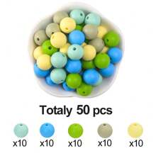 50 Peças Kit de Contas de Silicone Neon - Contas Redondas Vibrantes de 12/15mm em Conjunto Misto, Acessórios Artesanais de Joias DIY, Contas Decorativas de Moda para Caneta, Pulseira, Colar, Chaveiro e Presentes Criativos de Uso Múltiplo