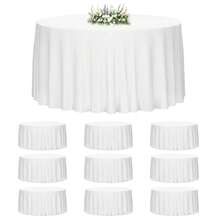 Tomnk 6/10pcs Round Table Cloths 90/120 Inch - Circle Bulk Linen Polyester Fabric Washable Table Cloth Cover For Wedding Reception Banquet Birthday Party Buffet Restaurant, Outdoor Deocr