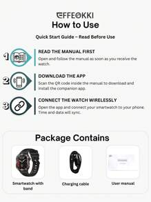 EFFEOKKI Effeokki Rugged Smart Watch For Men With Wireless Calling, 2.01 Inch IPS Display, 100+ Sports Modes, Fitness Tracker, Altitude Air Pressure, Compass, LED Flashlight, IP68 Waterproof, Compatible With IPhone & Android For Outdoor & Adventure