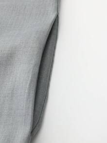 Loose Muslim Men's Robe, Short Sleeve Embroidered Hooded Zip-Up Robe, Islamic , Men's Casual Long Robe - Grey - View 10