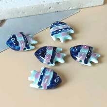 5/10pcs Multi-Style Ocean Series Beads, Fashion Decorative Beads Include Fish, Seashell, Lantern, Turtle, Ceramic Beads For DIY Jewelry