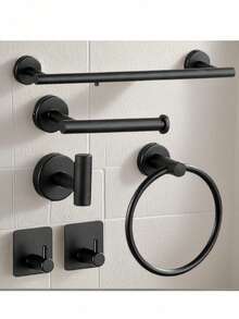 这款欧式浴室收纳套装包括不锈钢毛巾环、毛巾杆、纸巾架、浴袍挂钩、衣帽钩和多功能挂杆。 - 多 - 查看 16