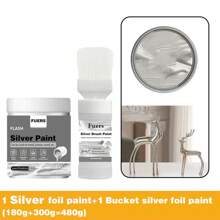 Gold Foil & Silver Foil Paint, 180g/300g Various Specifications, Water-Based , Suitable For Indoor And Outdoor, Metal, Wood Surfaces, Containing & Silver Powder