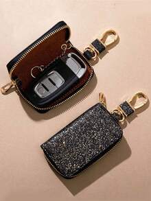 Fashion Mini Car Key Bag, Creative Shiny Leather Car Key Storage Bag, Pendant Keychain, High-End Key Bag, Luxurious And High-End Feeling, Multiple Colors Available, Unisex, Couple Gift, Car Accessories - Multicolor - View 3