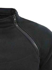 1 Peça Jaqueta de Lã de Gola Alta Masculina para Outono/Inverno com Zíper Duplo, Adequada para Viagem, Outdoor, Camping