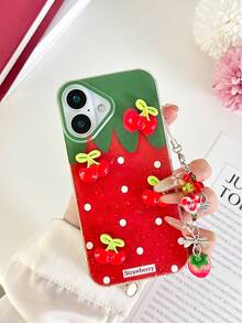 Strawberry Printed Transparent Shockproof Soft Protective Phone Case Compatible With IPhone 16/15/XR/16 Pro Max/7P 8P/P12 Pro Max/P13 Pro Max/P14 Pro Max/P13/P14/P11/P12/P14, XS/S/XS Max/7 8 SE2, Cute And Fashionable Thick Cover - Multicolor - View 2