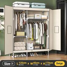 1pc Simple Cloth Wardrobe, Solid Color Modern Style, Steel Pipe Frame Structure Durable (Pipe Diameter 19mm), Includes Hanging Space And Multi-Layer Storage Shelves, Top Space For Storage, Suitable For Home, Bedroom, Rental, Apartment Clothing Storage Furniture - Multicolor - View 14