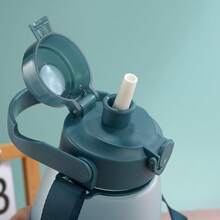 1 Stück 1200ml/40,5oz Kunststoff Becher mit Trinkhalm, tragbarer Wasserbehälter mit großem Fassungsvermögen für Studenten, Sommer Trinkbecher