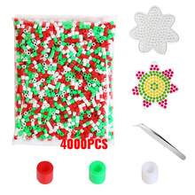 8400 pièces Set de perles à repasser, 24 couleurs, taille 5 mm, avec outils, pour l'art pixel DIY 3D, la création de bijoux, les projets d'artisanat créatifs, la décoration parfaite pour les fêtes, les accessoires de pendentif - épeler doudou - Voir 15