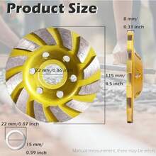4 1 2 Inch Diamond Concrete Grinding Wheel Turbo Segment Angle Grinder Wheel For Concrete Stone And Masonry HeavyDuty 4.5 Diamond Cup Wheel For Fast Grinding Smoothing - as pic - View 2