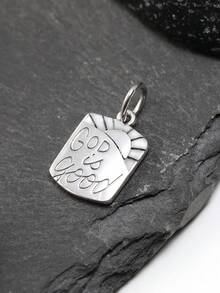 1 pieza Colgante Dije Sencillo y Único de Plata de Ley 925 "Dios es Bueno" Joyería Delicada Regalo para Mujeres o Hombres