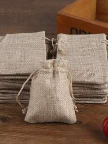 50pcs Reusable Coarse Linen Gift Bags, 3*4inch With Drawstring, Linen Bags For Wedding Gifts, Party, Jewelry Pouches, Linen Bags, Birthday Gift Bags, Arts & Crafts, Jewelry Packaging, Wedding Favor Bags, Wedding Decor, Party Favor Bags, Birthday Gift Bags