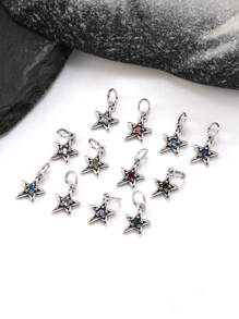 1 pieza Simple y único colgante de plata esterlina 925 con estrella brillante y piedra natal. Regalo de joyería delicada para mujeres u hombres
