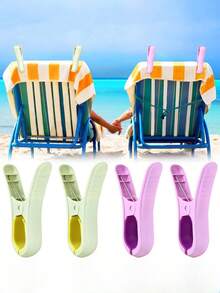 2 pièces, Pinces à linge multifonctionnelles de grande taille, Pinces anti-vent résistantes, Pinces à linge en plastique, Grandes pinces antidérapantes pour fixer les couettes, les vêtements, les serviettes, les chaussettes et les couettes - Multicolore - Voir 1