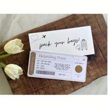 1pc 21x10cm Scratch Card, Boarding Pass Scratch Card, Holiday Reveal Scratch Card, Surprise Travel Reveal Gift (No Envelope)