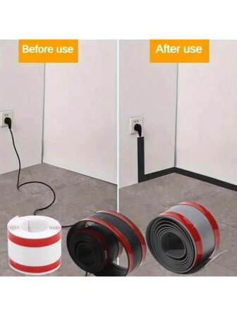 1 卷 300 厘米/181.11 英寸自粘式地板线盖 - 延长线管道保护器，用于电线表面安装自粘式柔性电缆管道墙壁桌面隐形电缆整理器地板覆盖装饰