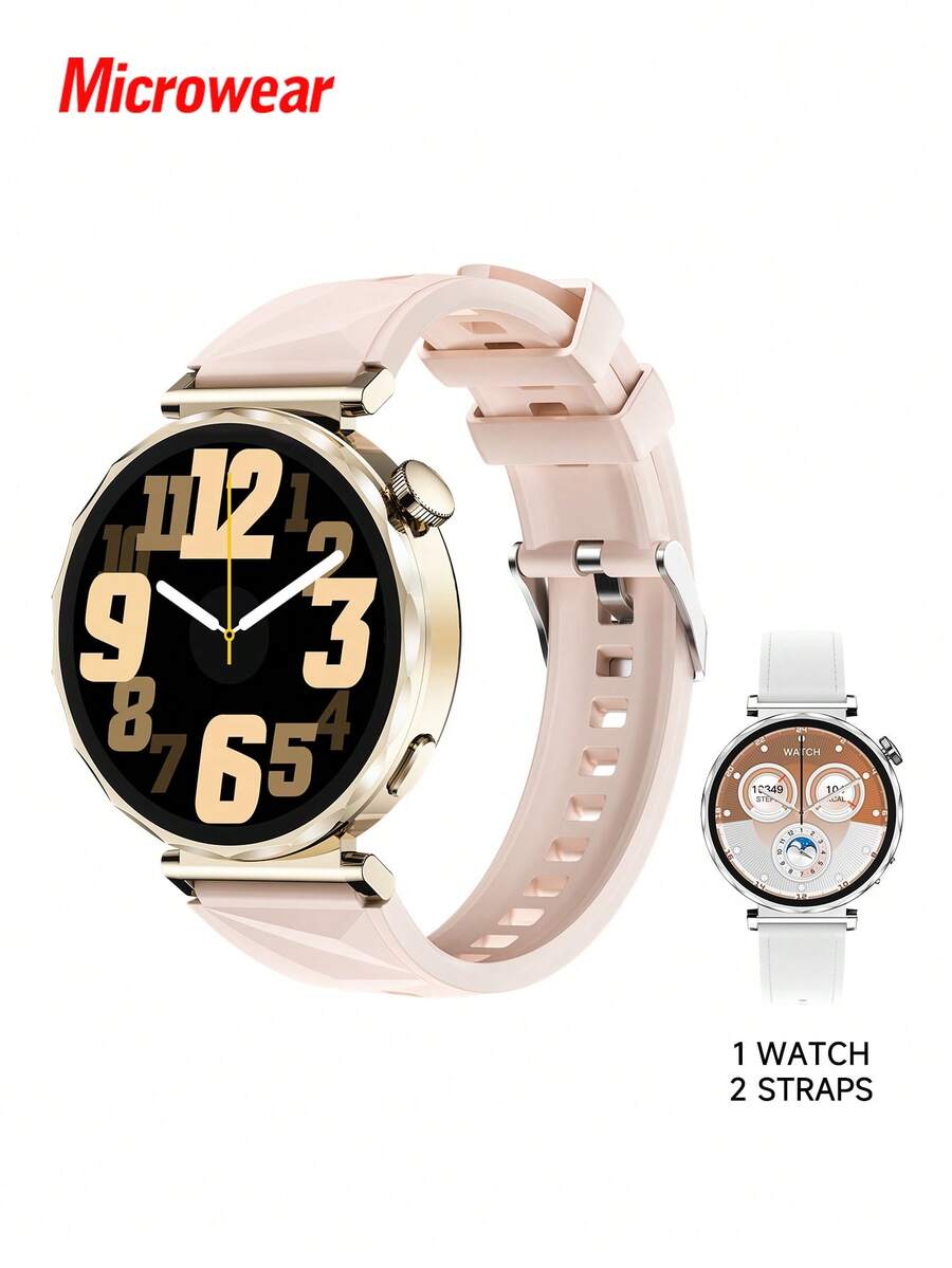 Microwear Reloj inteligente multifuncional, compatible con llamadas inalámbricas/música, recordatorio de SMS, recordatorio de sedentarismo, carátula y fondo de pantalla personalizables, múltiples modos deportivos. Compatible con teléfonos Android e iOS. Unisex