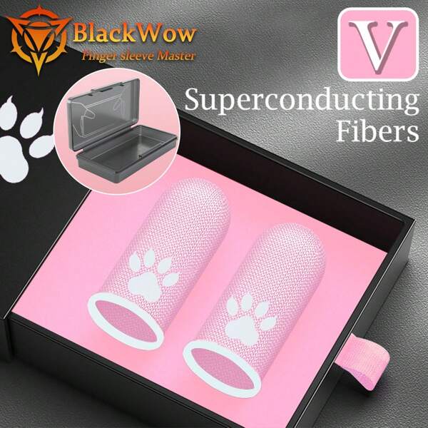 Fundas para dedos de juego para parejas BlackWow - Guantes táctiles a prueba de sudor, adecuados para juegos de teléfono inteligente, con diseño lindo de huella de gato, agarre ergonómico para el pulgar para gamers, guantes de juego, accesorios de juegos móviles, diseño de broma, fundas flexibles para los dedos
