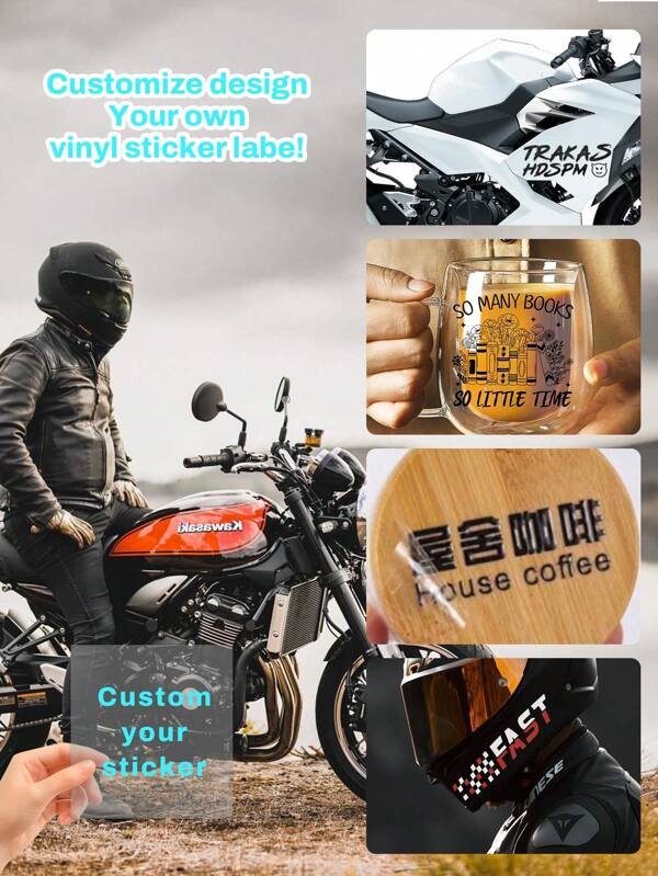 30/50/100/200 Sheets Customized Vinyl Sticker Label Design, Logo Or Picture, UV Resistant, Breathable Vinyl Adhesive, Bubble-Free Installation, Suitable For Sticking On Plastic, Wood, Metal, Stainless Steel, Glass, Ceramic And Other Surfaces, Suitable For Motorcycles, Cars, Water Cups, Gift Bags, Suitable For Team Building, Advertising, Shopping Mall Promotion Weddings, Graduation Ceremonies And Other Occasions.