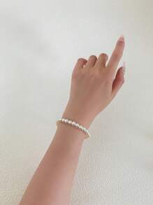 1pc Fashionable And Simple Personalized Asymmetrical Faux Pearl Women's Bracelet Banquet Party Date Daily Wear Gift