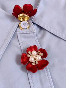 2 件衬衫纽扣套花形袖扣套花朵袖扣夹纽扣适用于礼服婚礼礼服装饰纽扣服装配饰礼品