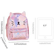 1 pieza Mochila para niñas con cierre de cremallera, diseño de dibujos animados con láser, mochila infantil adecuada como regalo de cumpleaños para niñas pequeñas - Mochila láser - Ver 8
