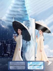 双龙裂纹自动折叠伞，适合雨天使用，全黑橡胶涂层伞面，防紫外线，高品质防雨伞 - [16骨自動款] - 查看 4